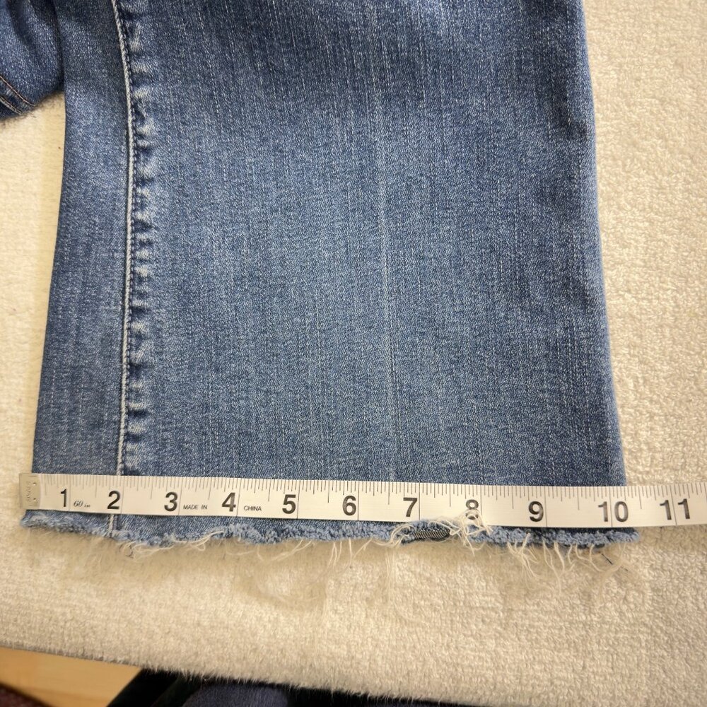 Mother The Weekender Fray Jeans Size 33 Medium Wash Denim Flared Leg Made In USA - Picture 13 of 13